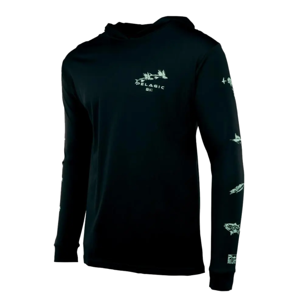 Pelagic Aquatek Hoodie Gyotaku - Black
