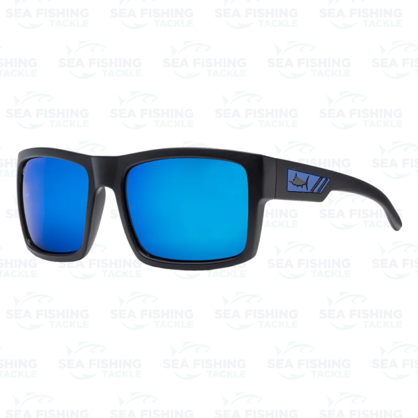 Pelagic Shark Bite Polarized Mineral Glass™ - Matte Black Blue Mirror