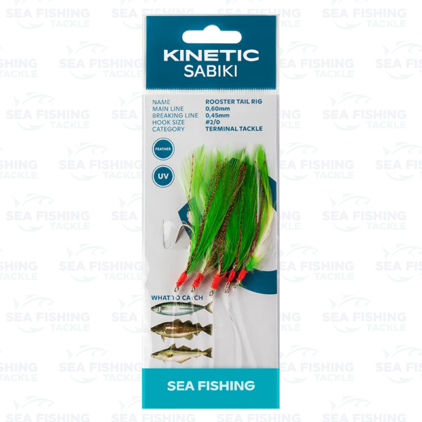 Kinetic Sabiki Rooster tail #2/0 Green/Copper Flash