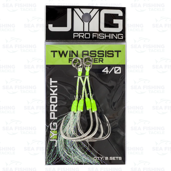 Jyg Pro Twin Assist Hooks - Glow Feather