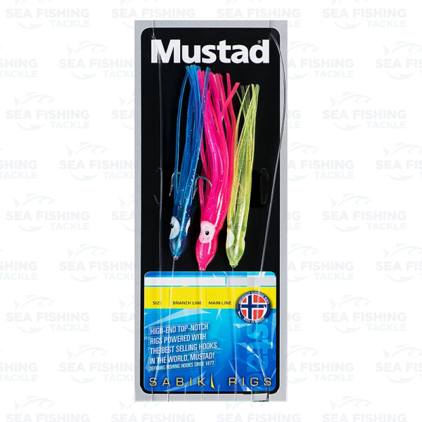 Mustad 3 Coloured Squid Rig 6/0