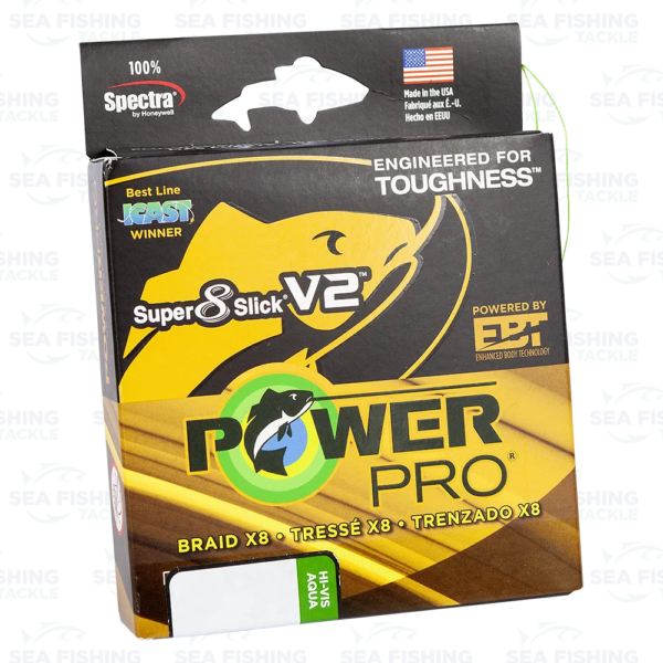 PowerPro Super 8 Slick V2 455 m - Hi-Vis Aqua