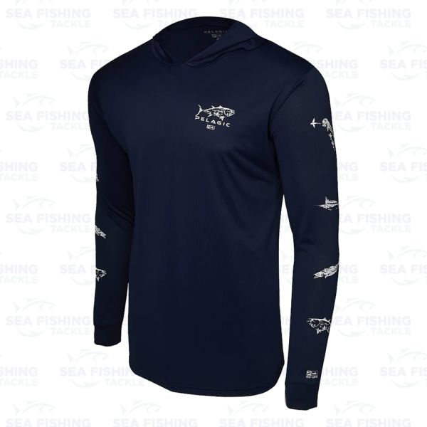 Pelagic Aquatek Hoodie Gyotaku - Navy - Image 2