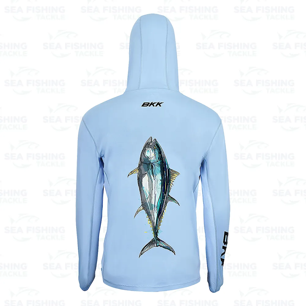 BKK Hooded Long Sleeve Performance Shirt Brand Values Tuna - Light Blue